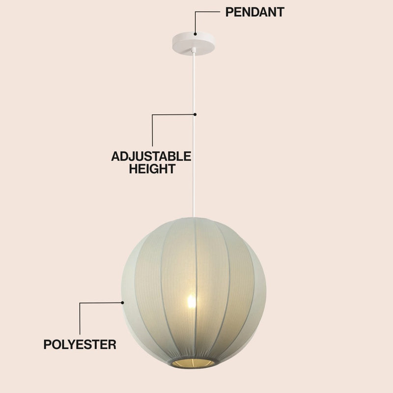 Sia 16" 1-Light Scandinavian Japandi Adjustable Lantern Metal with Ribbed Cocoon Globe Shade LED Pendant