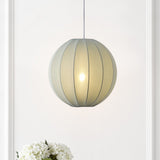 Sia 16" 1-Light Scandinavian Japandi Adjustable Lantern Metal with Ribbed Cocoon Globe Shade LED Pendant