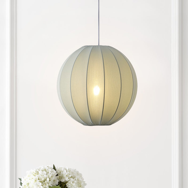 Sia 16" 1-Light Scandinavian Japandi Adjustable Lantern Metal with Ribbed Cocoon Globe Shade LED Pendant