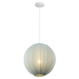 Sia 16" 1-Light Scandinavian Japandi Adjustable Lantern Metal with Ribbed Cocoon Globe Shade LED Pendant