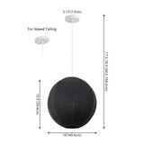 Sia 16" 1-Light Scandinavian Japandi Adjustable Lantern Metal with Ribbed Cocoon Globe Shade LED Pendant