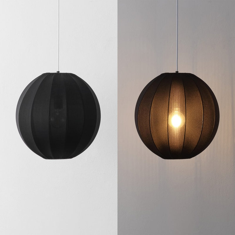 Sia 16" 1-Light Scandinavian Japandi Adjustable Lantern Metal with Ribbed Cocoon Globe Shade LED Pendant