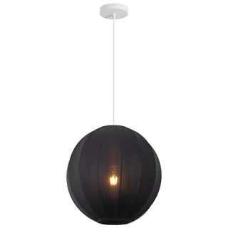 Sia 16" 1-Light Scandinavian Japandi Adjustable Lantern Metal with Ribbed Cocoon Globe Shade LED Pendant