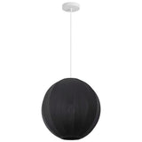 Sia 16" 1-Light Scandinavian Japandi Adjustable Lantern Metal with Ribbed Cocoon Globe Shade LED Pendant