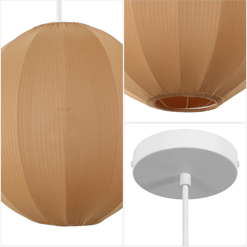 Sia 16" 1-Light Scandinavian Japandi Adjustable Lantern Metal with Ribbed Cocoon Globe Shade LED Pendant