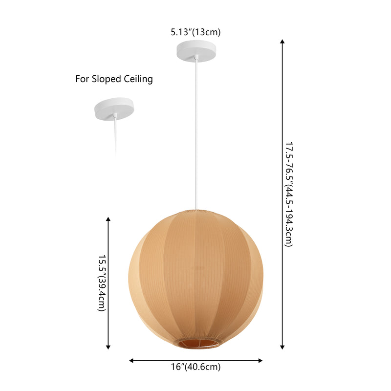 Sia 16" 1-Light Scandinavian Japandi Adjustable Lantern Metal with Ribbed Cocoon Globe Shade LED Pendant
