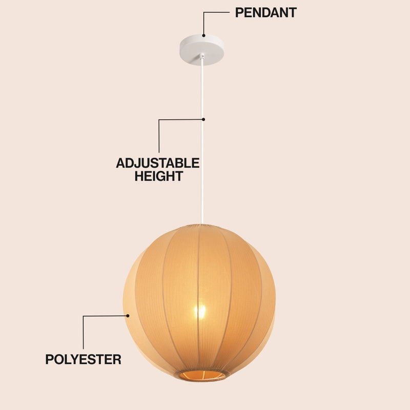 Sia 16" 1-Light Scandinavian Japandi Adjustable Lantern Metal with Ribbed Cocoon Globe Shade LED Pendant