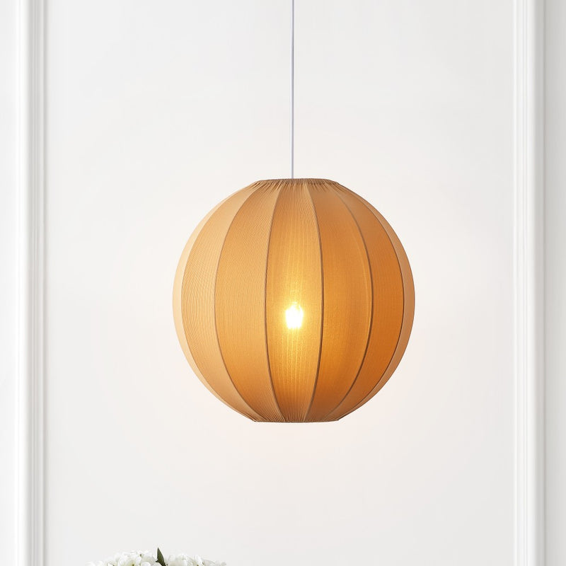 Sia 16" 1-Light Scandinavian Japandi Adjustable Lantern Metal with Ribbed Cocoon Globe Shade LED Pendant