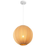 Sia 16" 1-Light Scandinavian Japandi Adjustable Lantern Metal with Ribbed Cocoon Globe Shade LED Pendant