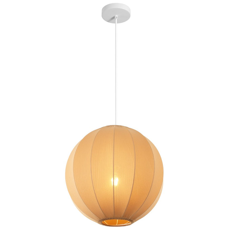 Sia 16" 1-Light Scandinavian Japandi Adjustable Lantern Metal with Ribbed Cocoon Globe Shade LED Pendant