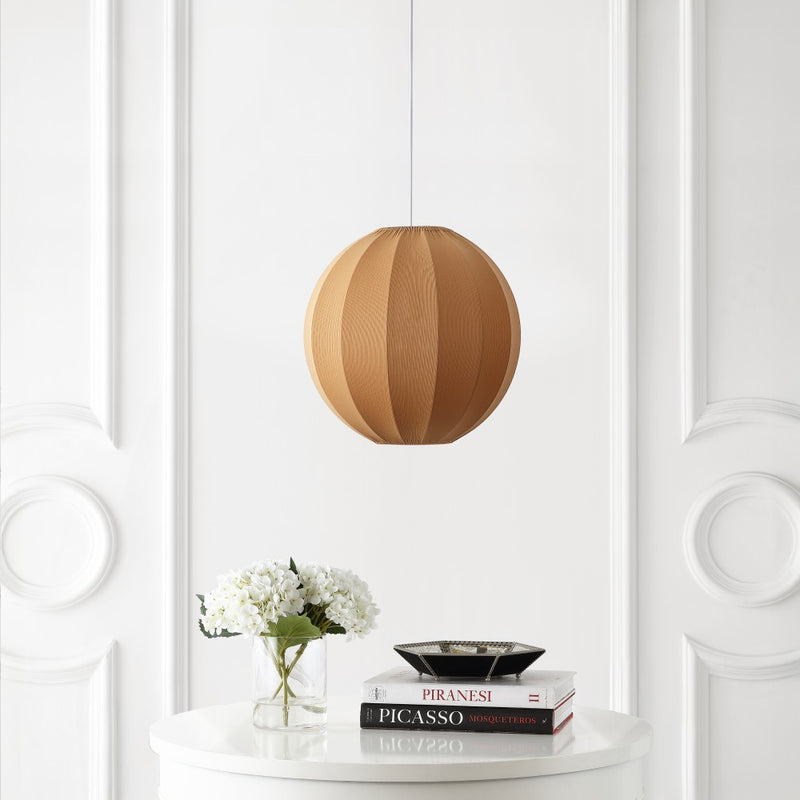 Sia 16" 1-Light Scandinavian Japandi Adjustable Lantern Metal with Ribbed Cocoon Globe Shade LED Pendant