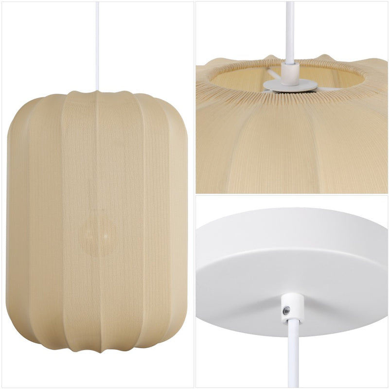 Aurelia 13.75" 1-Light Scandinavian Japandi Adjustable Lantern Metal with Ribbed Cocoon Capsule Shade LED Pendant