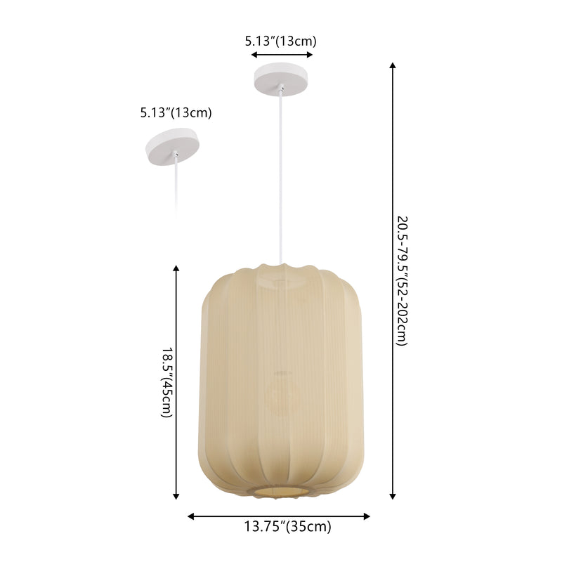 Aurelia 13.75" 1-Light Scandinavian Japandi Adjustable Lantern Metal with Ribbed Cocoon Capsule Shade LED Pendant