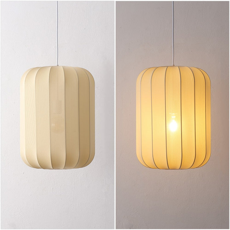 Aurelia 13.75" 1-Light Scandinavian Japandi Adjustable Lantern Metal with Ribbed Cocoon Capsule Shade LED Pendant