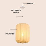 Aurelia 13.75" 1-Light Scandinavian Japandi Adjustable Lantern Metal with Ribbed Cocoon Capsule Shade LED Pendant