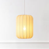 Aurelia 13.75" 1-Light Scandinavian Japandi Adjustable Lantern Metal with Ribbed Cocoon Capsule Shade LED Pendant