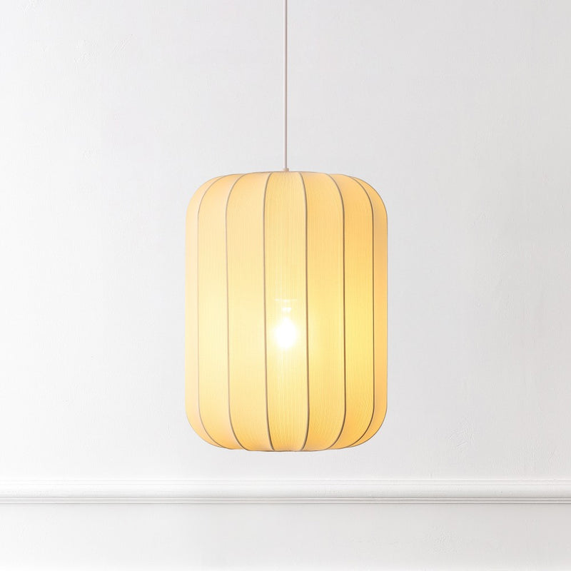Aurelia 13.75" 1-Light Scandinavian Japandi Adjustable Lantern Metal with Ribbed Cocoon Capsule Shade LED Pendant