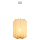 Aurelia 13.75" 1-Light Scandinavian Japandi Adjustable Lantern Metal with Ribbed Cocoon Capsule Shade LED Pendant