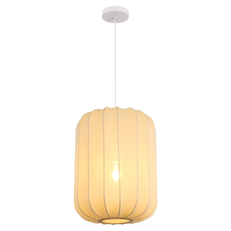 Aurelia 13.75" 1-Light Scandinavian Japandi Adjustable Lantern Metal with Ribbed Cocoon Capsule Shade LED Pendant