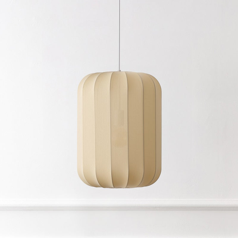 Aurelia 13.75" 1-Light Scandinavian Japandi Adjustable Lantern Metal with Ribbed Cocoon Capsule Shade LED Pendant