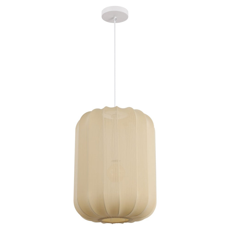 Aurelia 13.75" 1-Light Scandinavian Japandi Adjustable Lantern Metal with Ribbed Cocoon Capsule Shade LED Pendant