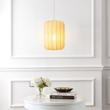 Aurelia 13.75" 1-Light Scandinavian Japandi Adjustable Lantern Metal with Ribbed Cocoon Capsule Shade LED Pendant