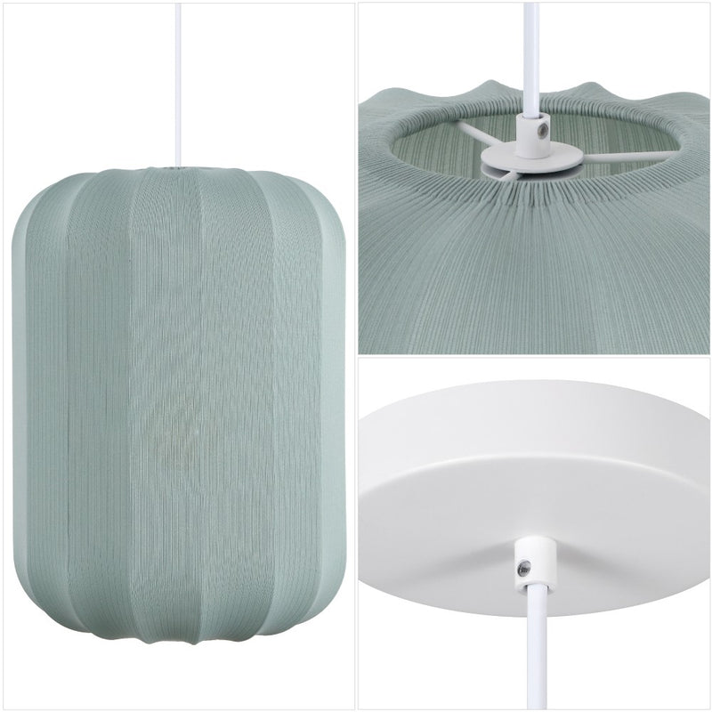 Aurelia 13.75" 1-Light Scandinavian Japandi Adjustable Lantern Metal with Ribbed Cocoon Capsule Shade LED Pendant