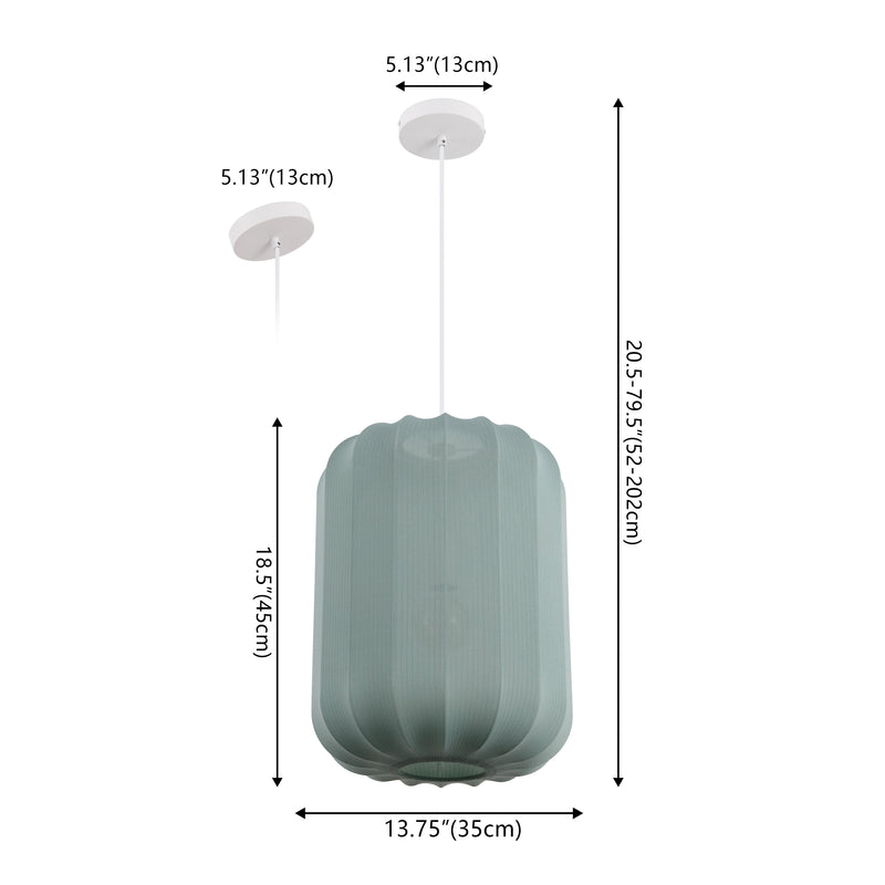Aurelia 13.75" 1-Light Scandinavian Japandi Adjustable Lantern Metal with Ribbed Cocoon Capsule Shade LED Pendant