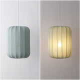 Aurelia 13.75" 1-Light Scandinavian Japandi Adjustable Lantern Metal with Ribbed Cocoon Capsule Shade LED Pendant