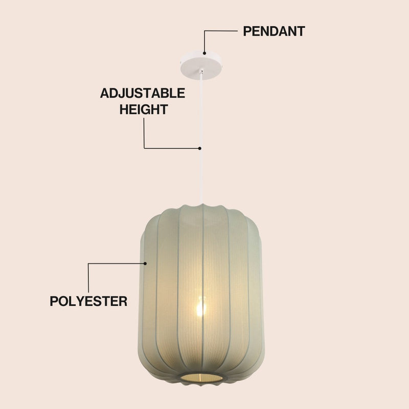 Aurelia 13.75" 1-Light Scandinavian Japandi Adjustable Lantern Metal with Ribbed Cocoon Capsule Shade LED Pendant