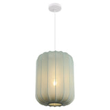 Aurelia 13.75" 1-Light Scandinavian Japandi Adjustable Lantern Metal with Ribbed Cocoon Capsule Shade LED Pendant