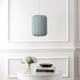 Aurelia 13.75" 1-Light Scandinavian Japandi Adjustable Lantern Metal with Ribbed Cocoon Capsule Shade LED Pendant