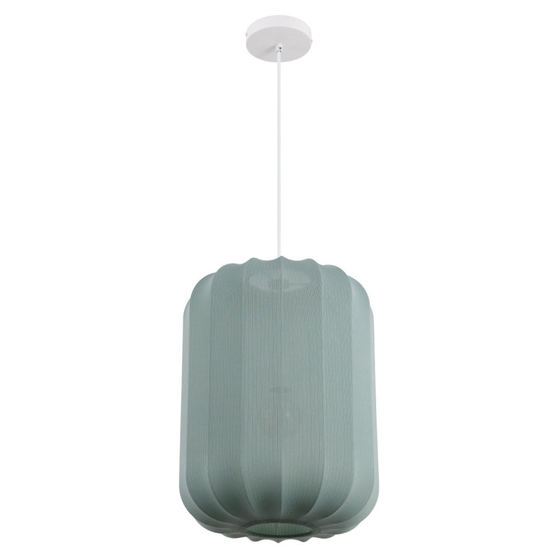 Aurelia 13.75" 1-Light Scandinavian Japandi Adjustable Lantern Metal with Ribbed Cocoon Capsule Shade LED Pendant