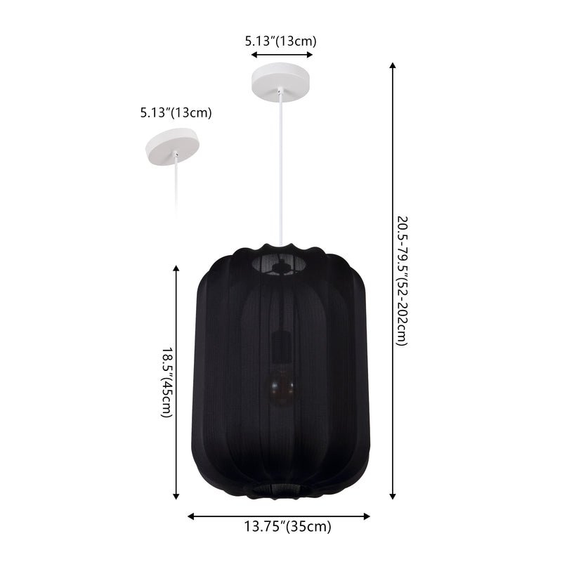 Aurelia 13.75" 1-Light Scandinavian Japandi Adjustable Lantern Metal with Ribbed Cocoon Capsule Shade LED Pendant
