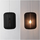 Aurelia 13.75" 1-Light Scandinavian Japandi Adjustable Lantern Metal with Ribbed Cocoon Capsule Shade LED Pendant