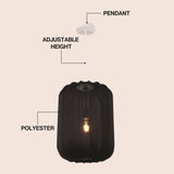 Aurelia 13.75" 1-Light Scandinavian Japandi Adjustable Lantern Metal with Ribbed Cocoon Capsule Shade LED Pendant