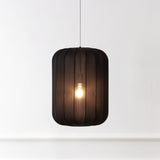 Aurelia 13.75" 1-Light Scandinavian Japandi Adjustable Lantern Metal with Ribbed Cocoon Capsule Shade LED Pendant