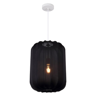 Aurelia 13.75" 1-Light Scandinavian Japandi Adjustable Lantern Metal with Ribbed Cocoon Capsule Shade LED Pendant