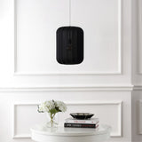 Aurelia 13.75" 1-Light Scandinavian Japandi Adjustable Lantern Metal with Ribbed Cocoon Capsule Shade LED Pendant
