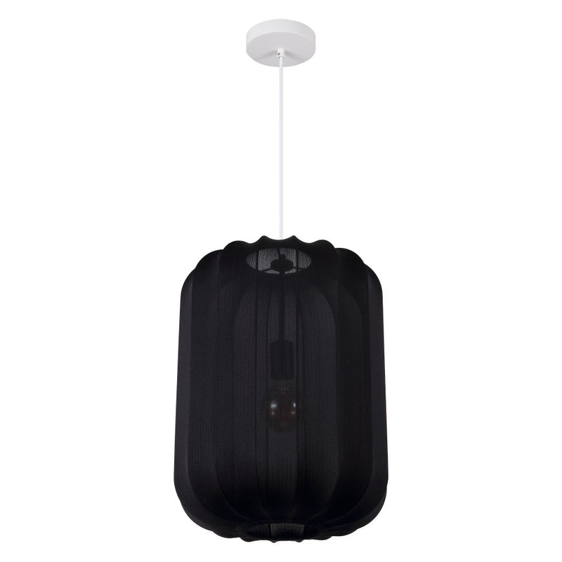 Aurelia 13.75" 1-Light Scandinavian Japandi Adjustable Lantern Metal with Ribbed Cocoon Capsule Shade LED Pendant
