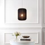 Aurelia 13.75" 1-Light Scandinavian Japandi Adjustable Lantern Metal with Ribbed Cocoon Capsule Shade LED Pendant