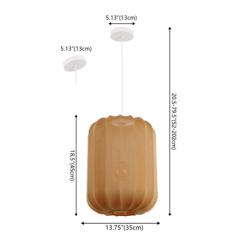 Aurelia 13.75" 1-Light Scandinavian Japandi Adjustable Lantern Metal with Ribbed Cocoon Capsule Shade LED Pendant