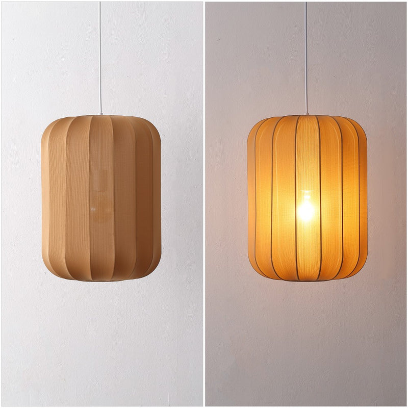 Aurelia 13.75" 1-Light Scandinavian Japandi Adjustable Lantern Metal with Ribbed Cocoon Capsule Shade LED Pendant