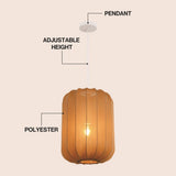 Aurelia 13.75" 1-Light Scandinavian Japandi Adjustable Lantern Metal with Ribbed Cocoon Capsule Shade LED Pendant