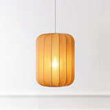 Aurelia 13.75" 1-Light Scandinavian Japandi Adjustable Lantern Metal with Ribbed Cocoon Capsule Shade LED Pendant