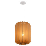 Aurelia 13.75" 1-Light Scandinavian Japandi Adjustable Lantern Metal with Ribbed Cocoon Capsule Shade LED Pendant