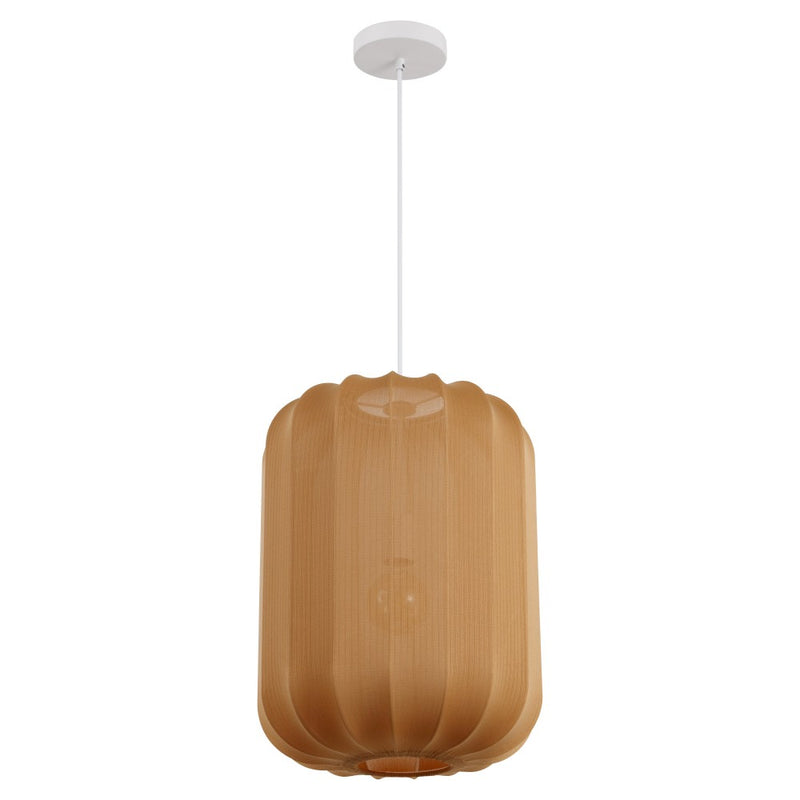 Aurelia 13.75" 1-Light Scandinavian Japandi Adjustable Lantern Metal with Ribbed Cocoon Capsule Shade LED Pendant