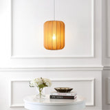 Aurelia 13.75" 1-Light Scandinavian Japandi Adjustable Lantern Metal with Ribbed Cocoon Capsule Shade LED Pendant