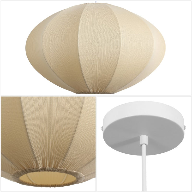Kira 18.38" 1-Light Scandinavian Japandi Adjustable Lantern Metal with Ribbed Cocoon UFO Saucer Shade LED Pendant