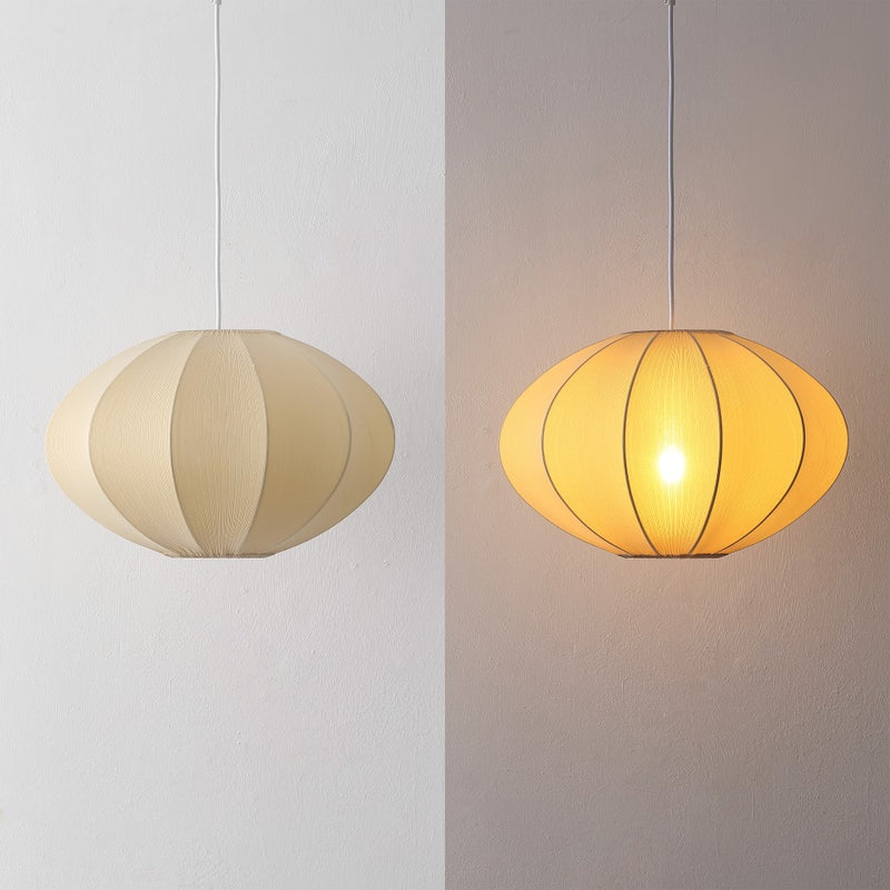 Kira 18.38" 1-Light Scandinavian Japandi Adjustable Lantern Metal with Ribbed Cocoon UFO Saucer Shade LED Pendant